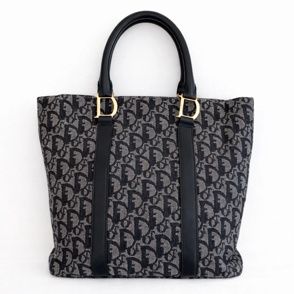 Dior • Diorissimo Trotter Canvas Tote in Navy/Navy Leather
